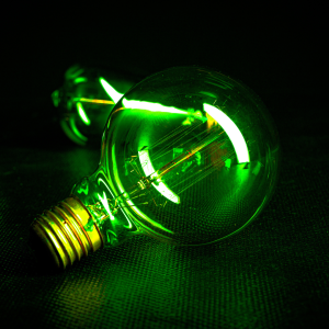 Edison bulb close up green