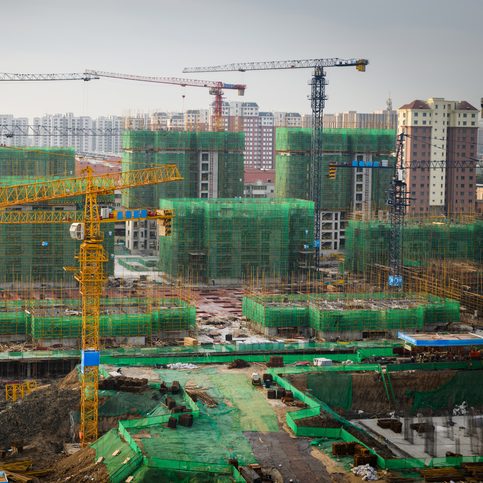 Crane and construction site