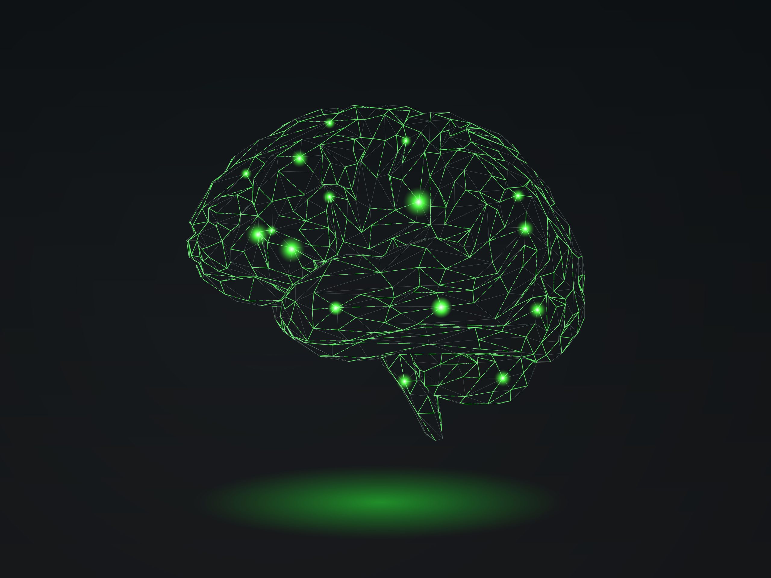 Wireframe Human Brain 3D connected by rSIM