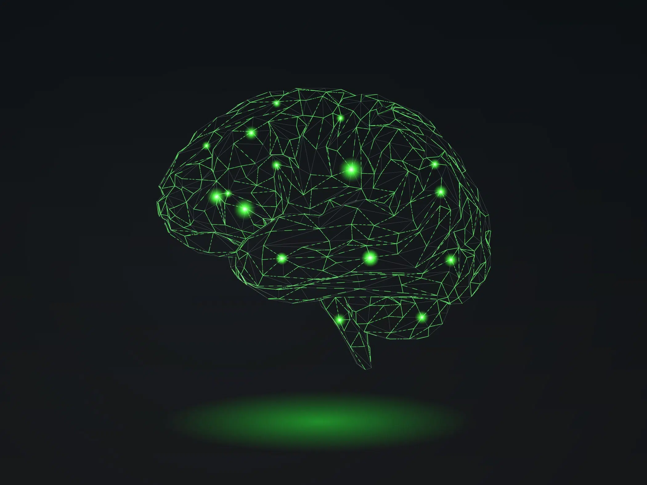 Wireframe Human Brain 3D connected by rSIM